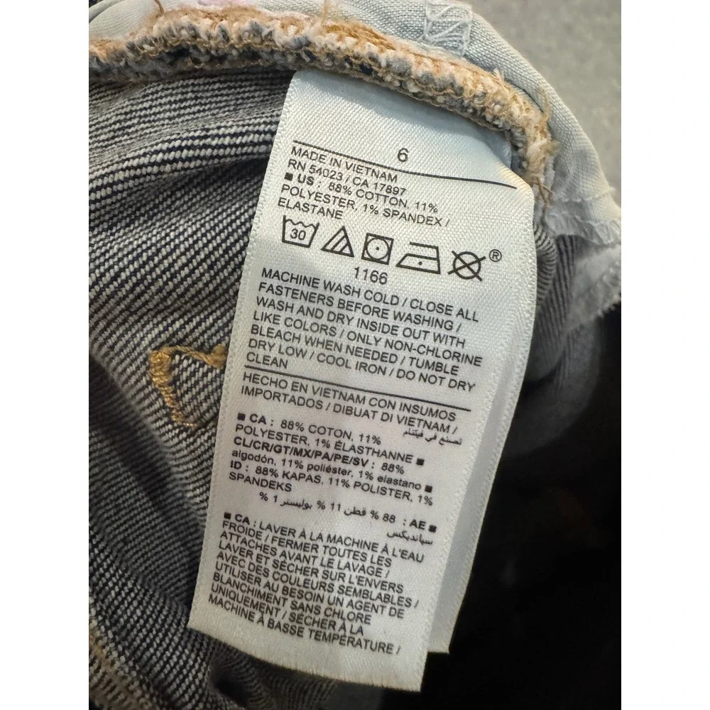 Old Navy High-Rise Curvy OG Straight Jeans Dark‎ Wash Button Fly Raw Hem Size 6